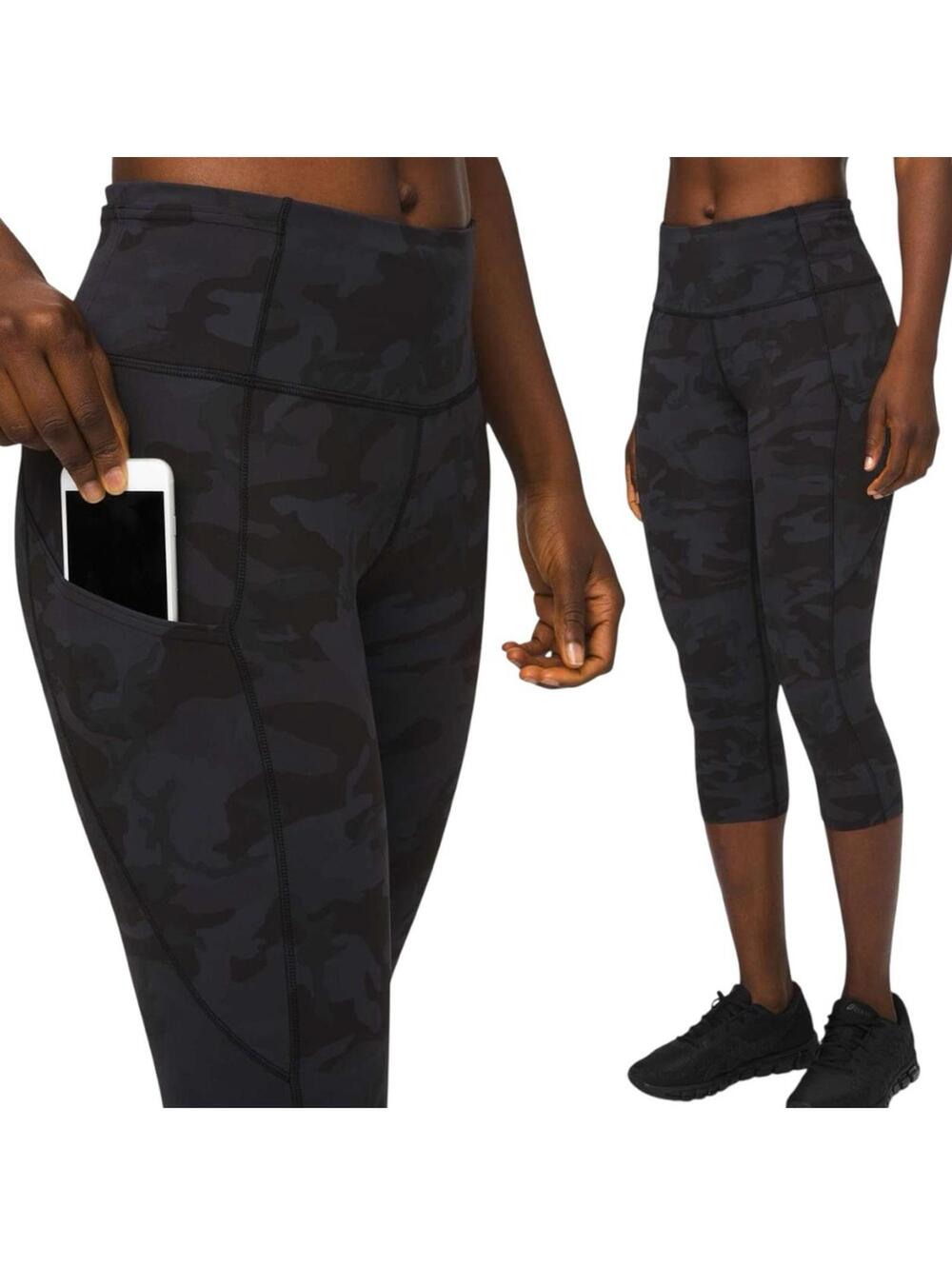 Lululemon F ast and F ree Crop II 19" size 6 in Incognito Camo Multi Grey